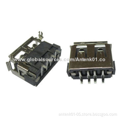 USB 2.0 Connectors, with A Type, Female SMT, 10.0mm, with 2 Fork Legs Dip, Standard Version